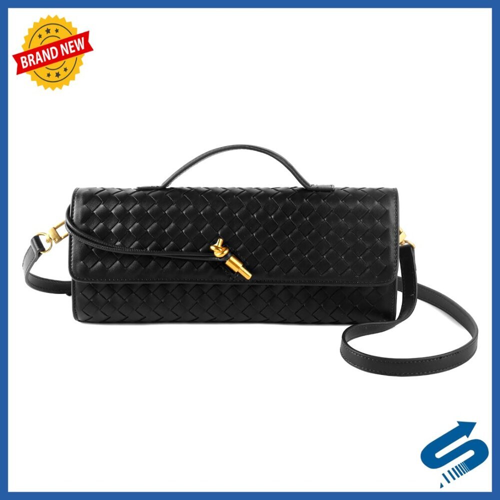 Woven Leather Handbag Evening Shoulder Bag Casual Crossbody Clutch Purse Elegant